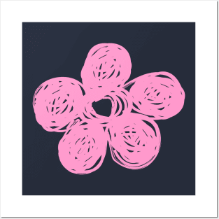 Chalkboard Pink Flower Doodle Posters and Art